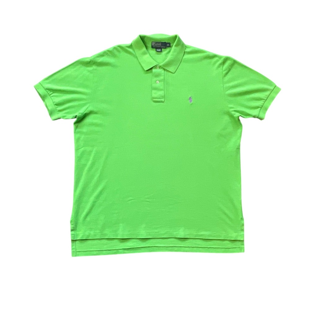 Vintage Polo Ralph Lauren Mens XL Lime Green Polo Shirt Purple Pony